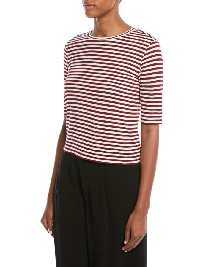 Midi Striped Silk/viscose Cropped Tee