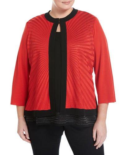 Tonal-print Knit Jacket, Red,