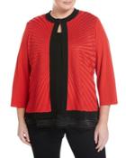Tonal-print Knit Jacket, Red,