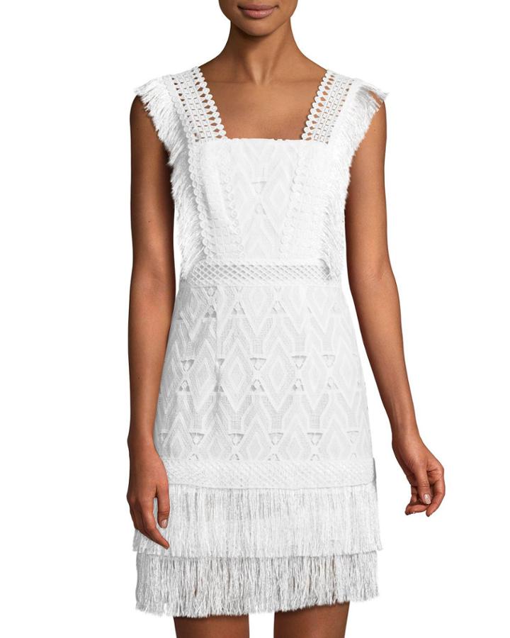 Embroidered Tassel-trimmed A-line Dress