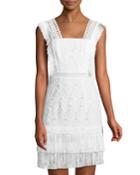 Embroidered Tassel-trimmed A-line Dress