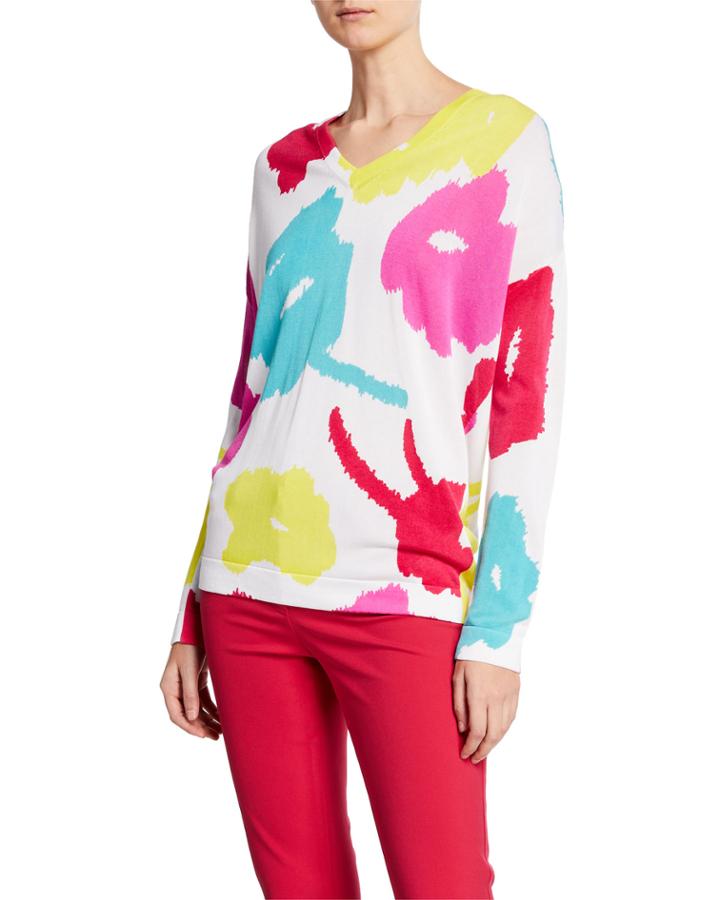 V-neck Abstract Daisy-print