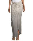 Kulani Knotted Ombre Maxi Skirt, Tan Olive Ombre