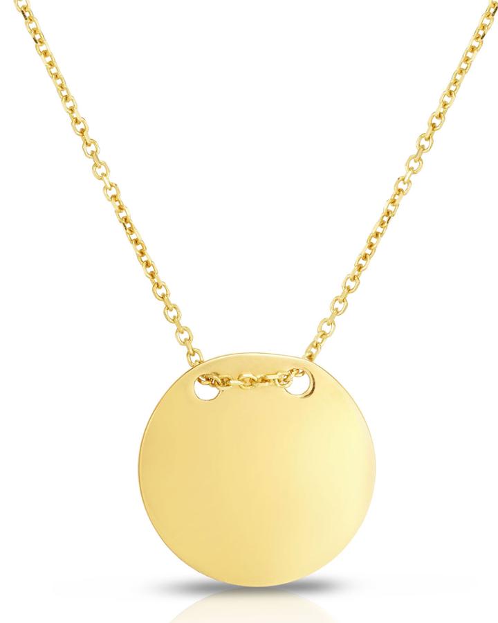 14k Italian Engravable Disk Necklace