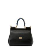 Sicily Small Leather Crossbody Bag, Black