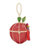 Red Apple Raffia Top-handle Bag