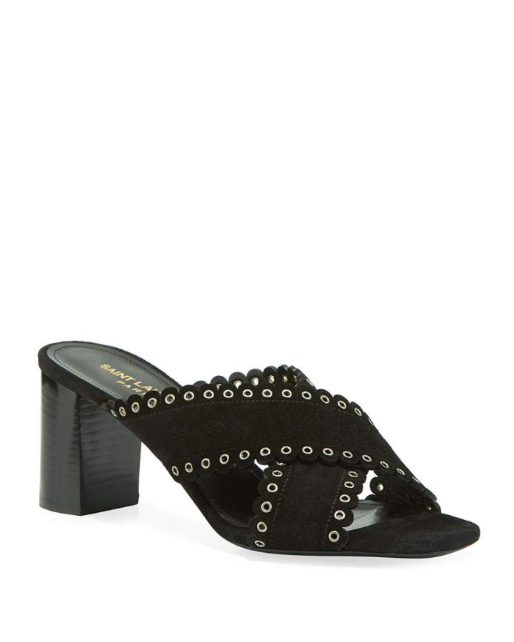 Loulou Suede Eyelet-trim