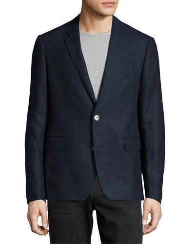 Two-button Linen Blazer, Navy