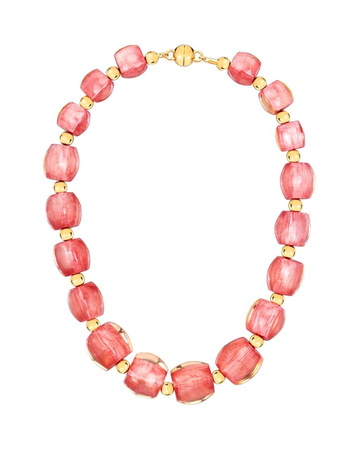 Triangular-prism Bead Necklace, Coral