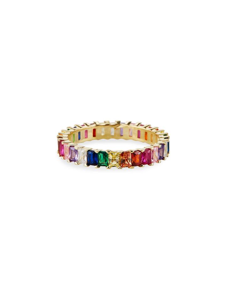 All-around Cubic Zirconia Ring, Rainbow,