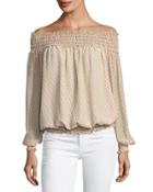 Smocked-trim Off-the-shoulder Blouse