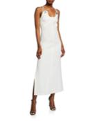 Strappy Crepe Midi Dress With