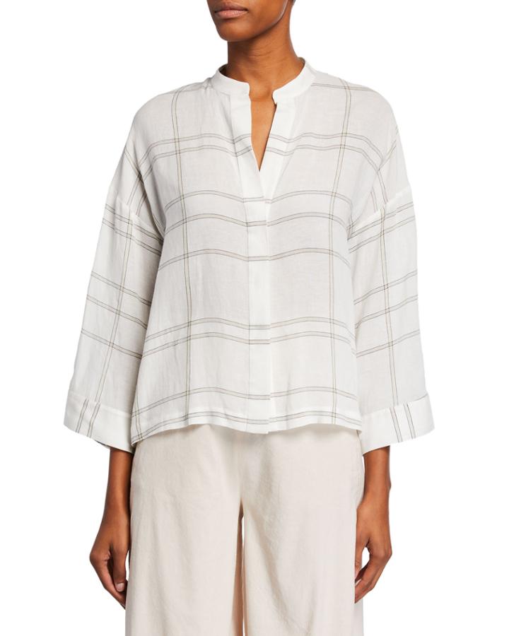 Carpinteria Plaid V-neck Full-sleeve