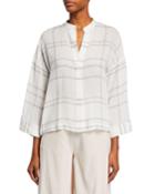 Carpinteria Plaid V-neck Full-sleeve