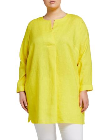 Plus Size Long-sleeve High-low