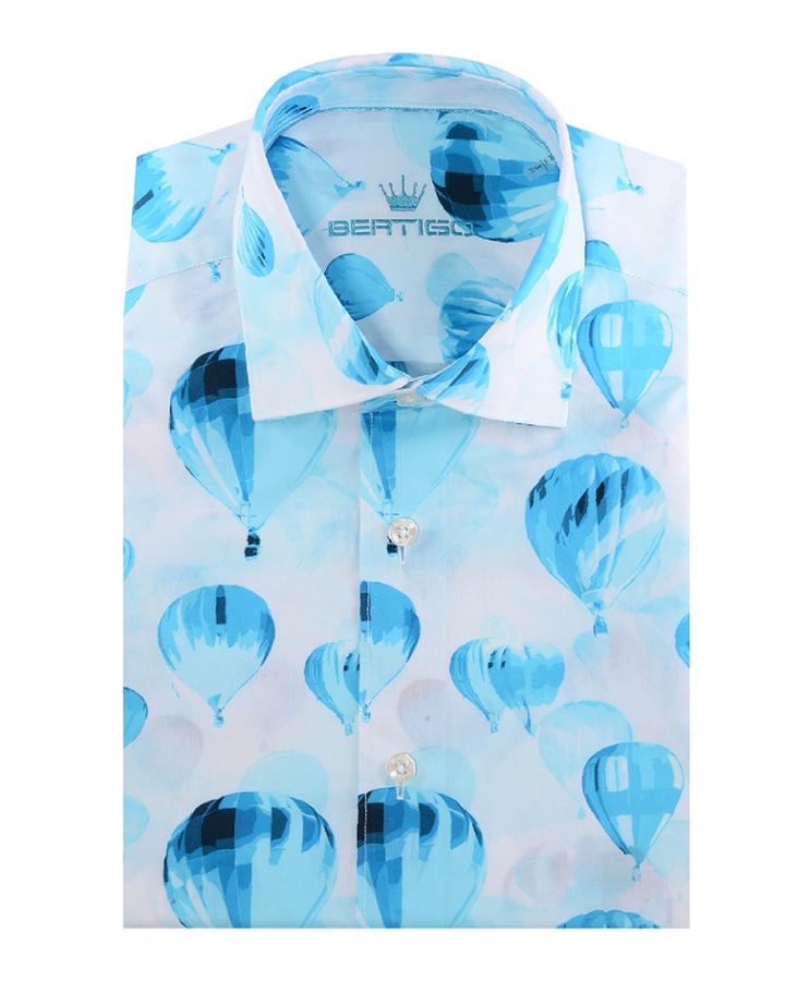 Men's Patrick Short-sleeve Hot Air Balloon Print Poplin