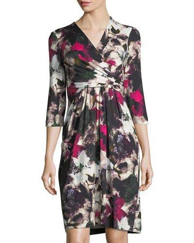 Watercolor-print Wrap Dress