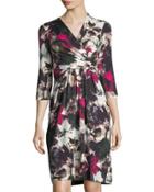 Watercolor-print Wrap Dress