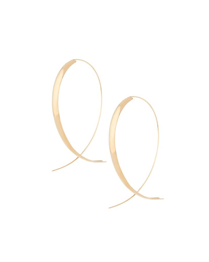 14k Yellow Gold Curve Upside Hoop Earrings