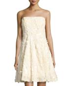 Paillette-trim Strapless Cocktail Dress, Blush