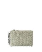 Woven Faux-leather Reptile Keychain Pouch