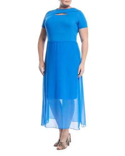 Short-sleeve Cutout Maxi Dress,