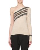 One-shoulder Wild West Intarsia Wool-blend