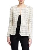 Plaid Tweed Zip-front Jacket