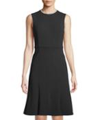Pearly-neck Fit-&-flare Dress