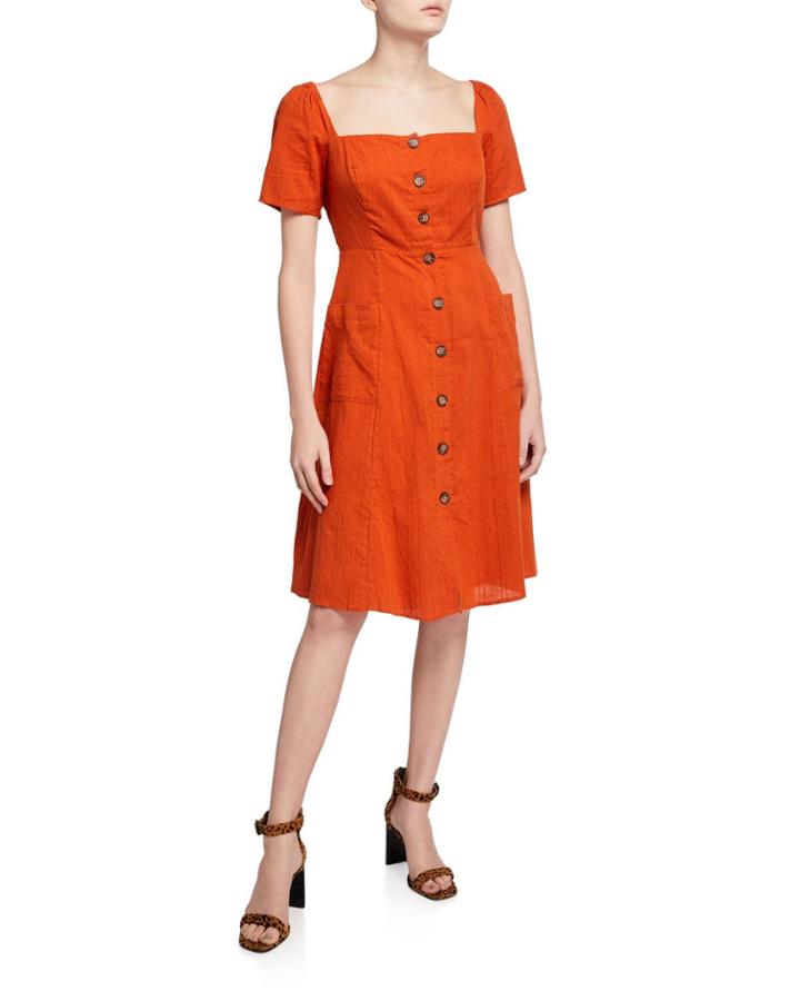 Ramona Square-neck Button-front Dress