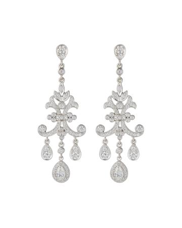 18k White Gold Diamond Pear Chandelier Earrings