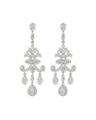 18k White Gold Diamond Pear Chandelier Earrings