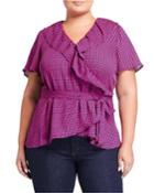 Plus Size Ruffle Wrap Blouse