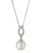 Cubic Zirconia Marquise & Pearl Pendant Necklace