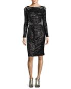 Two-tone Sequin Sheath Cocktail Dress
