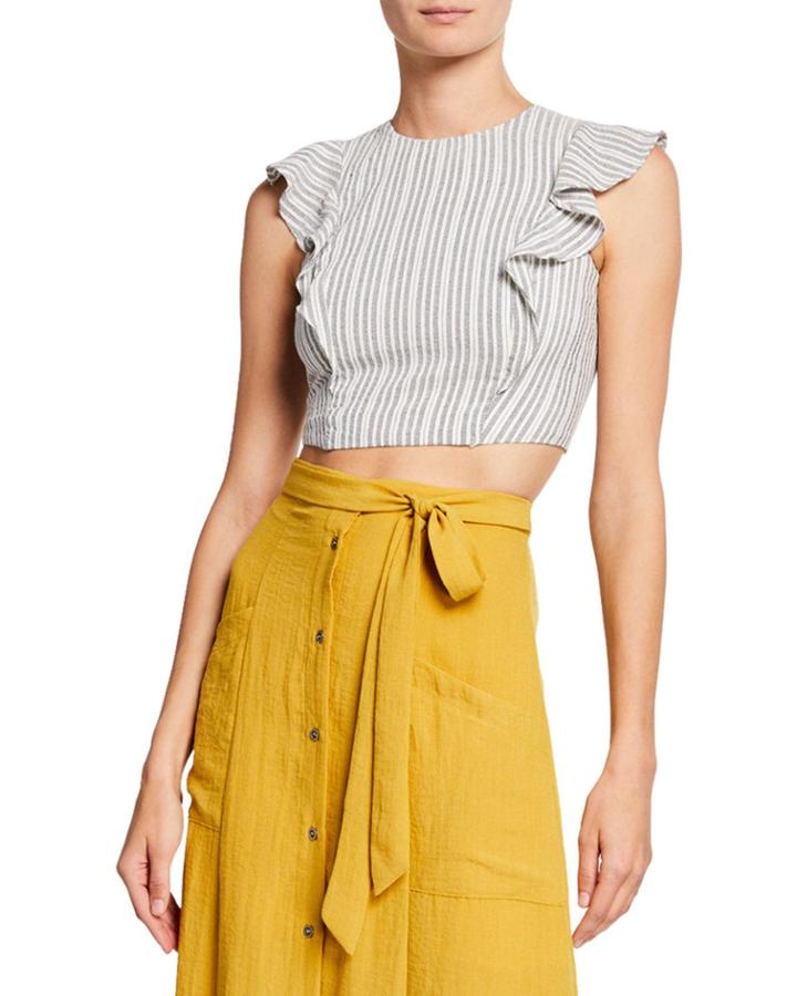 Vacay Ruffle Striped Crop Top
