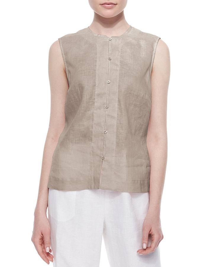 Petite Linen Button-front