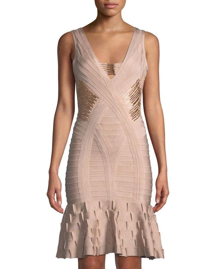 Kori Golden-beaded Flounce Dress