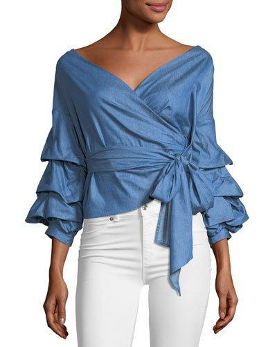 Modern Vintage Chambray Wrap Top