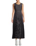 Halle Striped Pleated Open-back