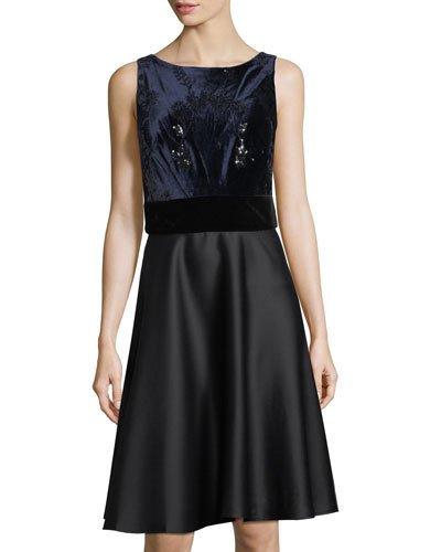 Embroidered Fit-and-flare Combo Dress
