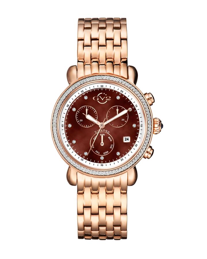 37mm Marsala Chronograph Bracelet Watch, Rose/brown