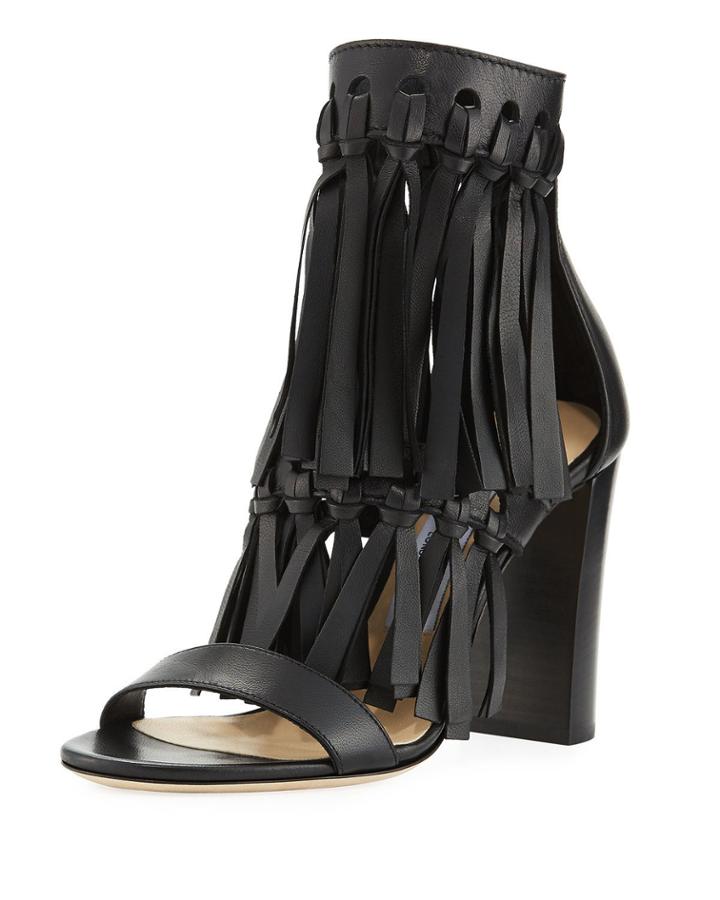 Malia Leather Fringe Block-heel