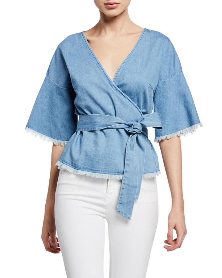 Petunia Chambray Blouse W/ Fraying