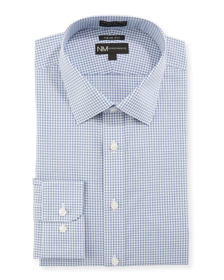 Men's Trim-fit Non-iron Check Dress