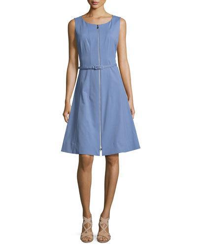 Coralie Belted Zip-front Fit-&-flare Dress
