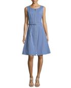 Coralie Belted Zip-front Fit-&-flare Dress