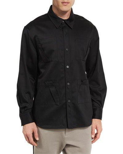 Long-sleeve Fold-detail Utility