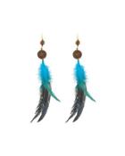 Feather & Beaded Drop Earrings