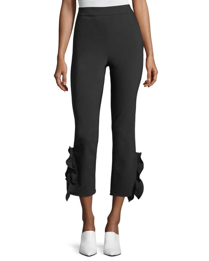 William High-waist Cropped Flounce Hem Pants